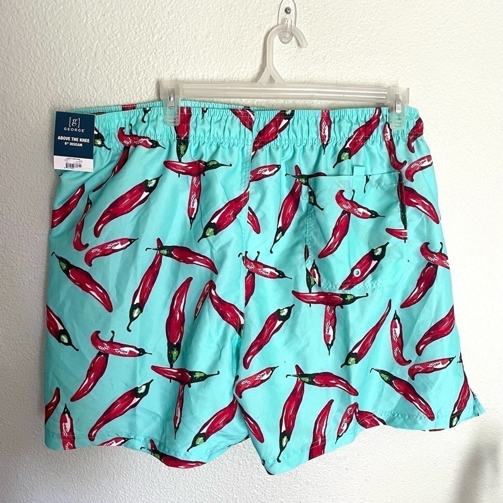 GEORGE Aqua all over print chili peppers swim trunks size 3XL (48-50) - Picture 8 of 9
